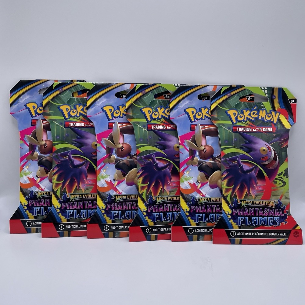 Pokemon TCG Mega Evolution Phantasmal Flames Sleeved Booster Packs 6 Quantity